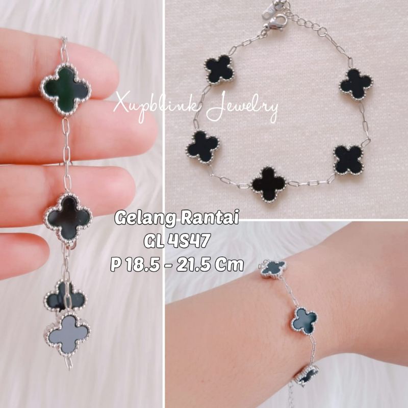 Gelang Rantai Titanium Mata Hitam Anti Karat