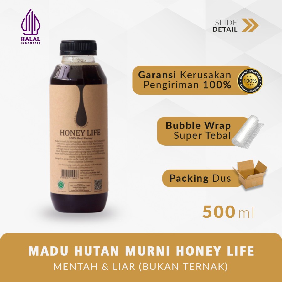 

Madu Honey Life 500ml, menpunyai kandungan beepollen, propolis dan royal jelly yang terfermentasi