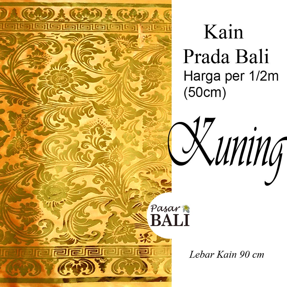 Kain Prada Motif Bunga - Kuning Per 50 cm