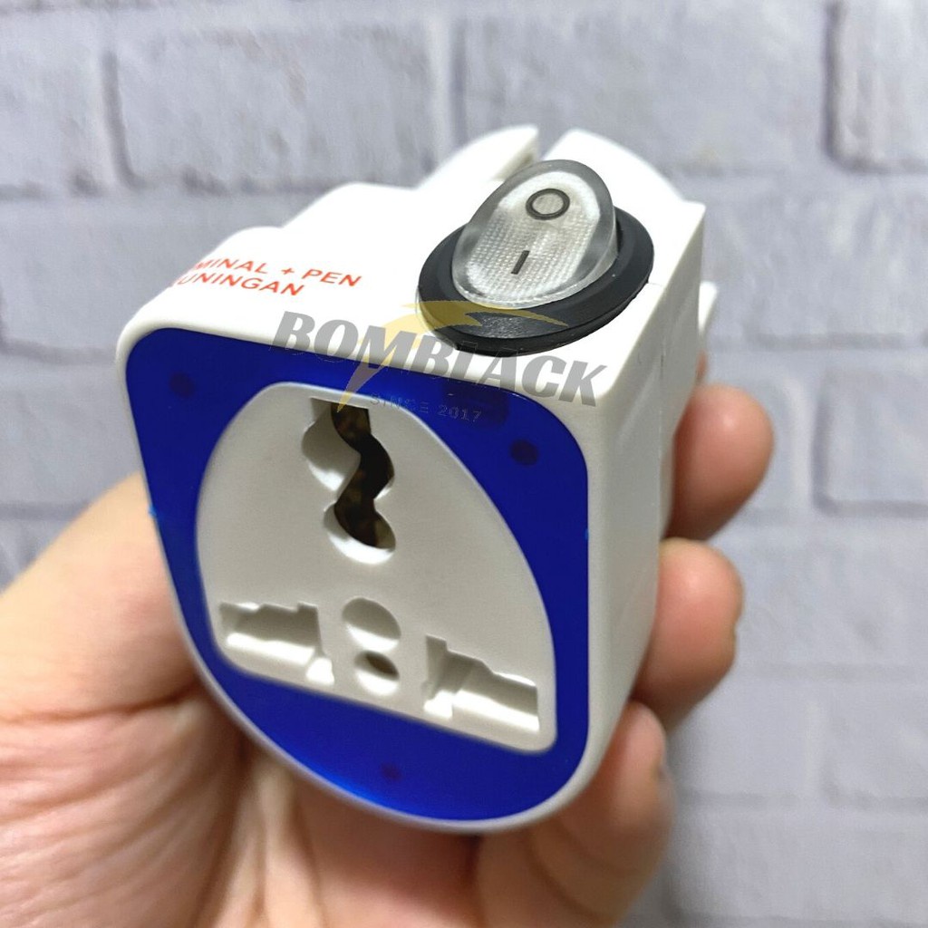 Kepala Colokan Steker Adapter Stop Kontak Cabang 3 Cetek On Off LOYAL MURAH
