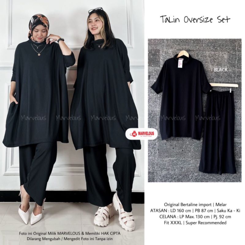 TALIN OVERSIZE SET BY MARVELOUS / ONE SET WANITA MUSLIMAH IMPORT / Setelan polos modern rekomended