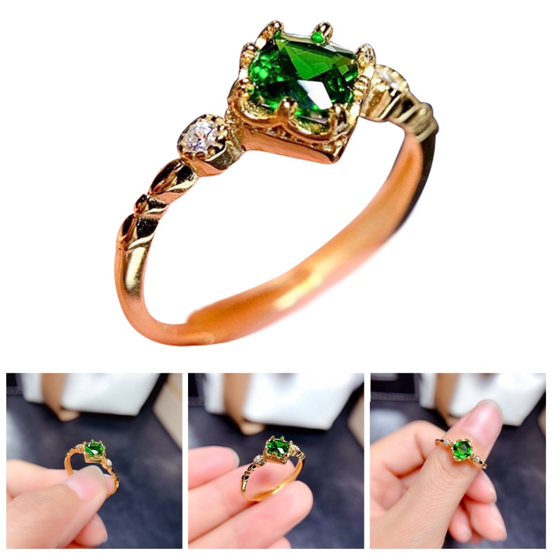 Cincin Elegan Abadi Kristal Hijau Untuk Wanita Cincin Perak925 Sterling Hadiah Pesta Pernikahan