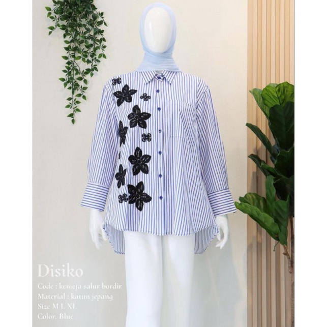 Kemeja Wanita Salur , Katun jepang Bordir , Original Disiko  Exclusive , Atasan Casual Wanita.