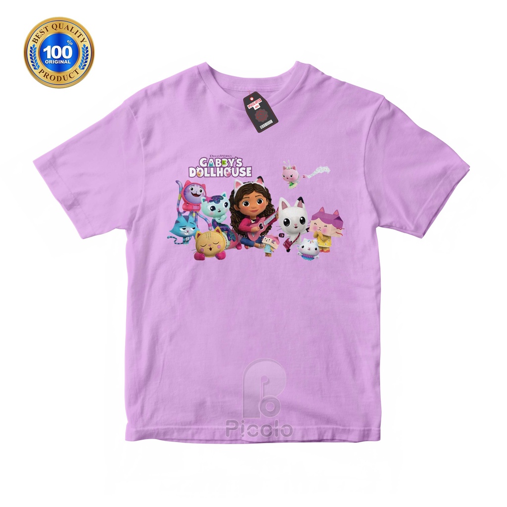 (FREE NAMA) BAJU KAOS ATASAN ANAK MOTIF GABBY'S DOLLHOUSE Bahan COTTUN