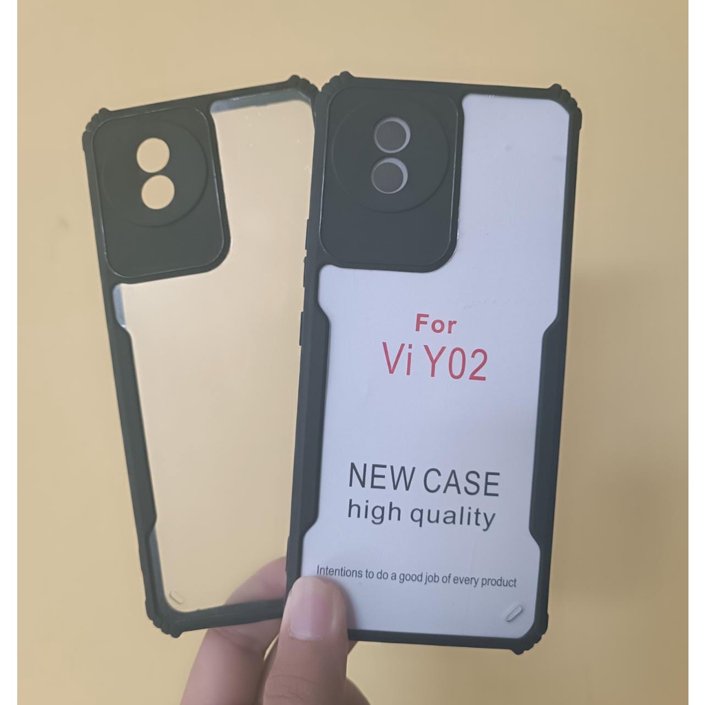 PROMO Paket 3IN1 Case For VIVO Y02 / VIVO Y02T SoftCase Fusion Shockproof Free Anti Gores Layar &amp; Garskin Carbon Cover Back Body Handphone