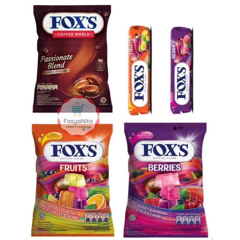 

FOX'S Aneka permen Crystal Clear Fruits Bag foxs berries cofee world