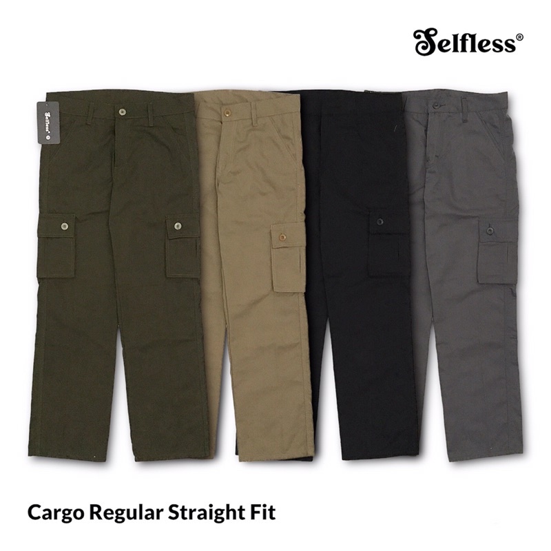 Celana Cargo Regular Straight Loose Fit Pria Celana Panjang Cargo Kargo Reguler Standar Fit Gombrong Longgar Gombor Gombrang Lebar Gober