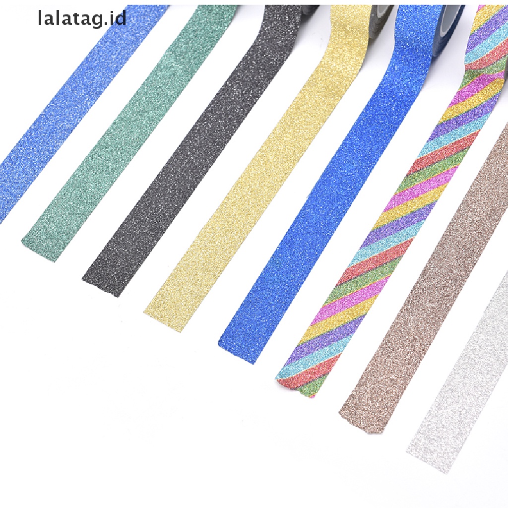 [lalatag] 10m glitter washi y paper ing tape label Perekat diy craft Hias [ID]