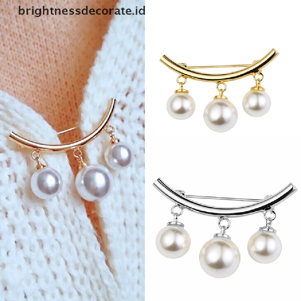[Birth] Fashion Mutiara Tali Tetap Pesona Peniti Bros Sweater Cardigan Klip Rantai [ID]
