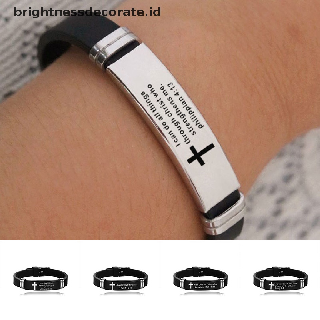 [Birth] Gelang Salib Adjustable Silicone Bangles Wristband Love Never Fails Jewelry [ID]