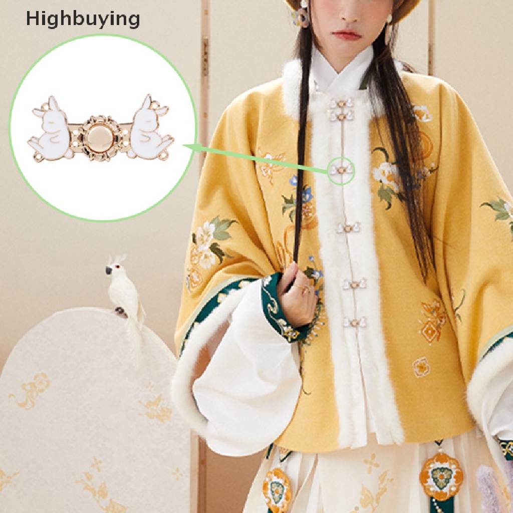 Hbid Kancing Logam Sweater Cardigan Klip Hanfu Metal Buckle Vintage Rabbit Sepasang Button Glory