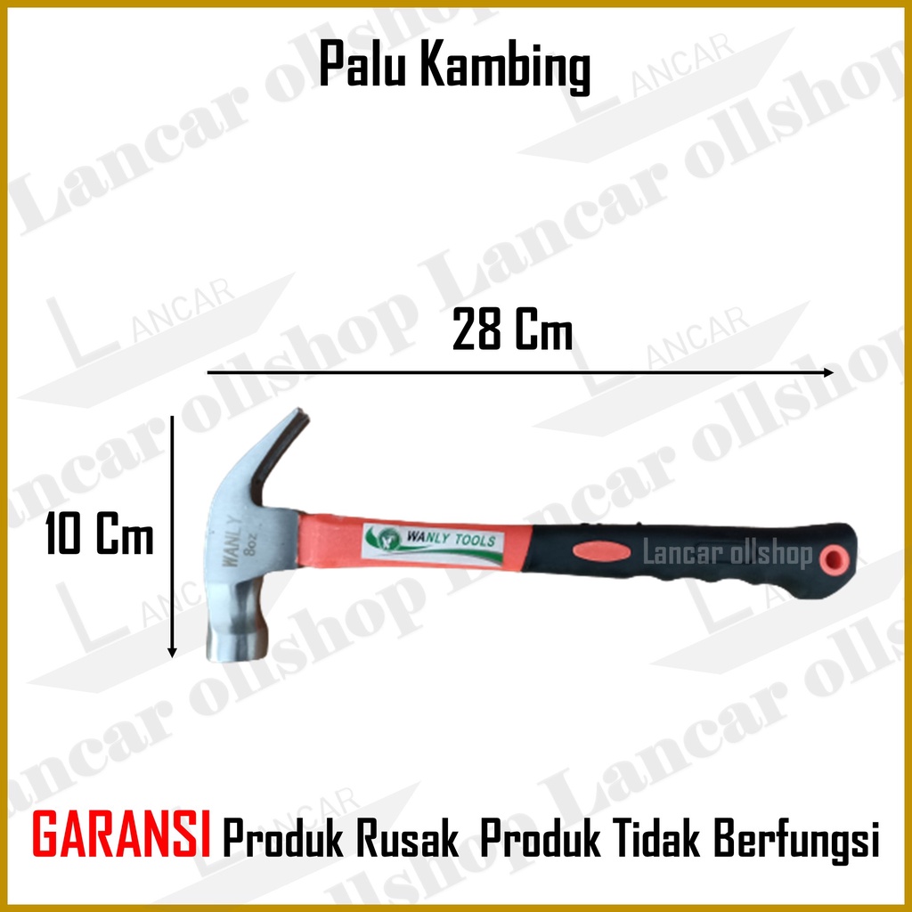 Palu Kambing 8 oz Magnet Gerigi Gagang Fiber + Karet