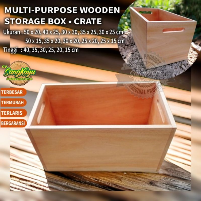 Wood storage box kayu kotak penyimpanan serbaguna kayu keranjang kayu