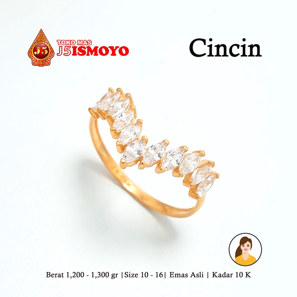 Cincin Emas 10 Karat Vee J5 Ismoyo