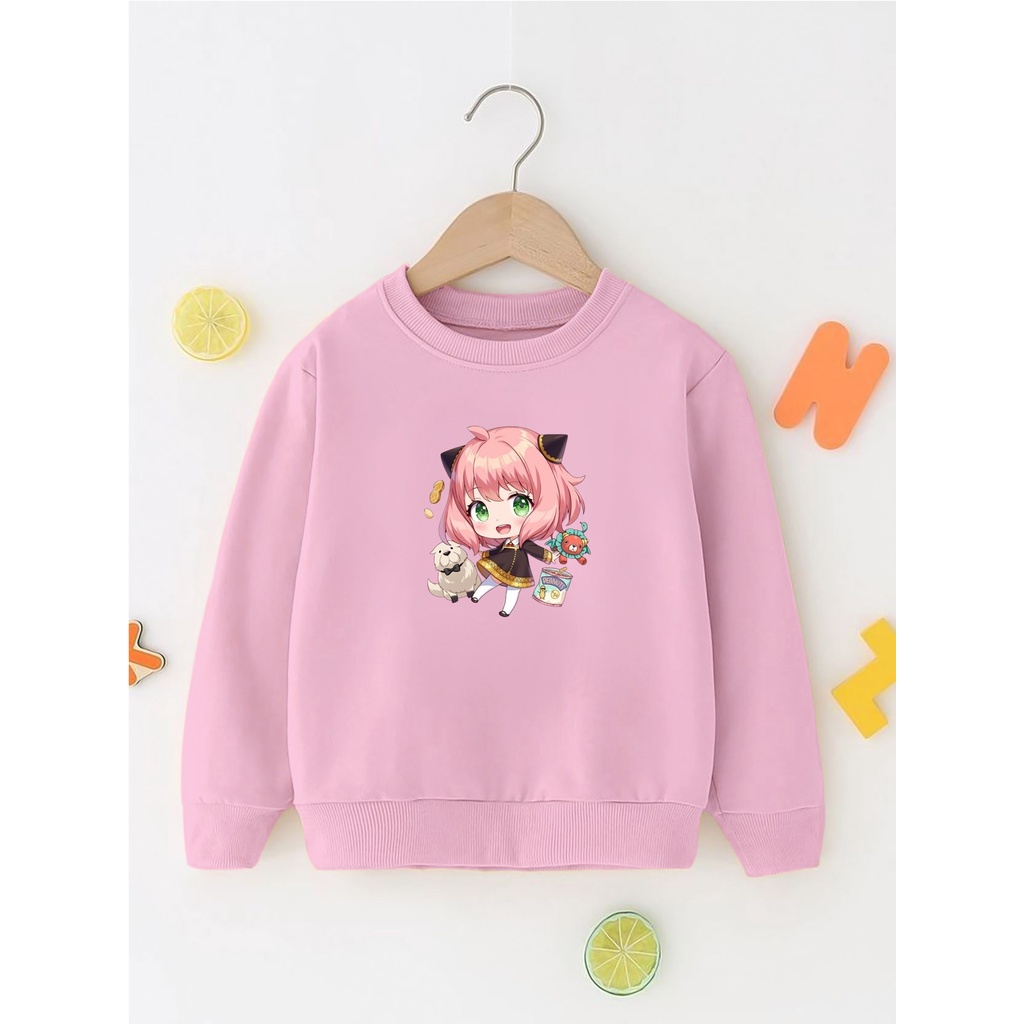 Sweater Perempuan Usia 2 - 12 Tahun Crewneck Anya X Family Switer Cewek Cowok