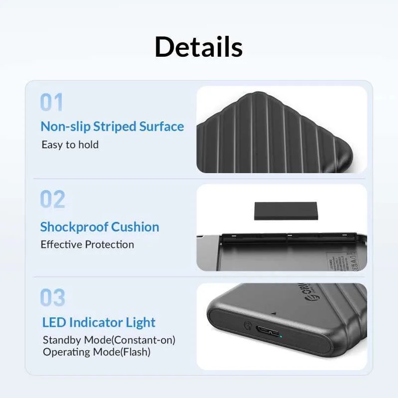 BOX Hardisk Enclosure USB 3.0 Orico 25PW1-U3 HDD SSD 2.5 Inch