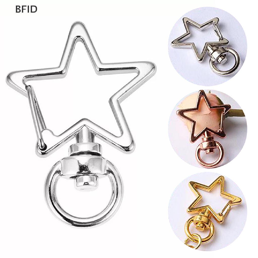 [BFID] 10 Pcs Bintang Baru Berongga Gantungan Kunci Key Ring keychain DIY Aksesoris Lobster Clasp [ID]