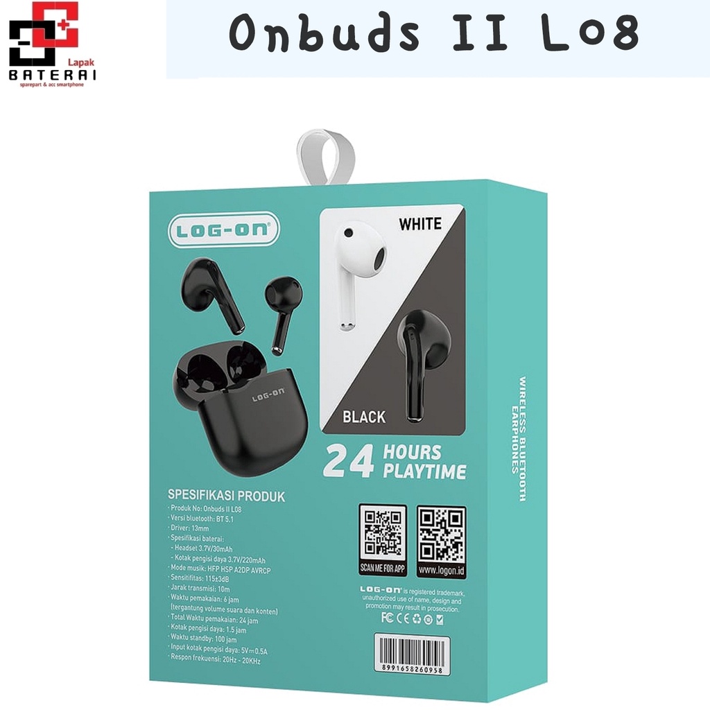 LOG - ON L08 TWS Earphone Airbuds Bluetooth 5.1 | Handsfree Wireless | headset blutoth - Garansi 1 tahun