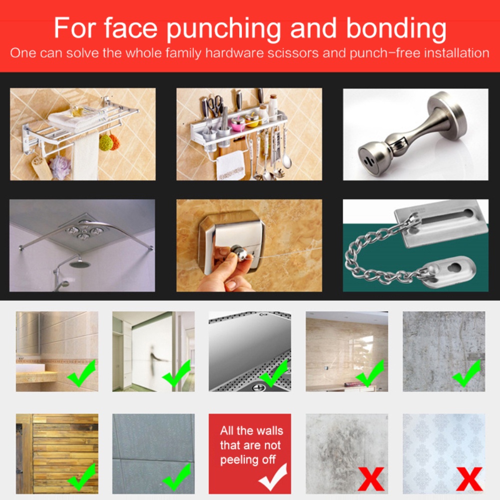 ღ Ultra Kuat Perekat Sealant Memperbaiki Lem Kuku Gratis Struktur Lengket Lem Tahan Air Kaca Pengeringan Logam Lem Perekat untuk Dapur Dinding Tak Terlihat Mount