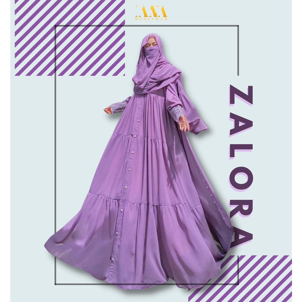 Zalora Dress gamis panjang wanita lengan mutiara