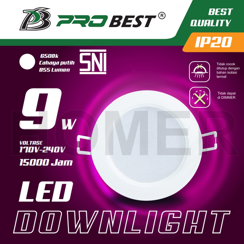 PROBEST Lampu Downlight LED SNI lampu donlet plafon lampu LED downlight panel inbow tanam ceiling siling lampu led plafon langit kantor rumah inbow bulat 6w 6 w 6watt 6 watt 9w 9 w 9watt 9 watt 12w 12 w 12watt 12 watt 18w 18 w 18watt 18 watt Putih