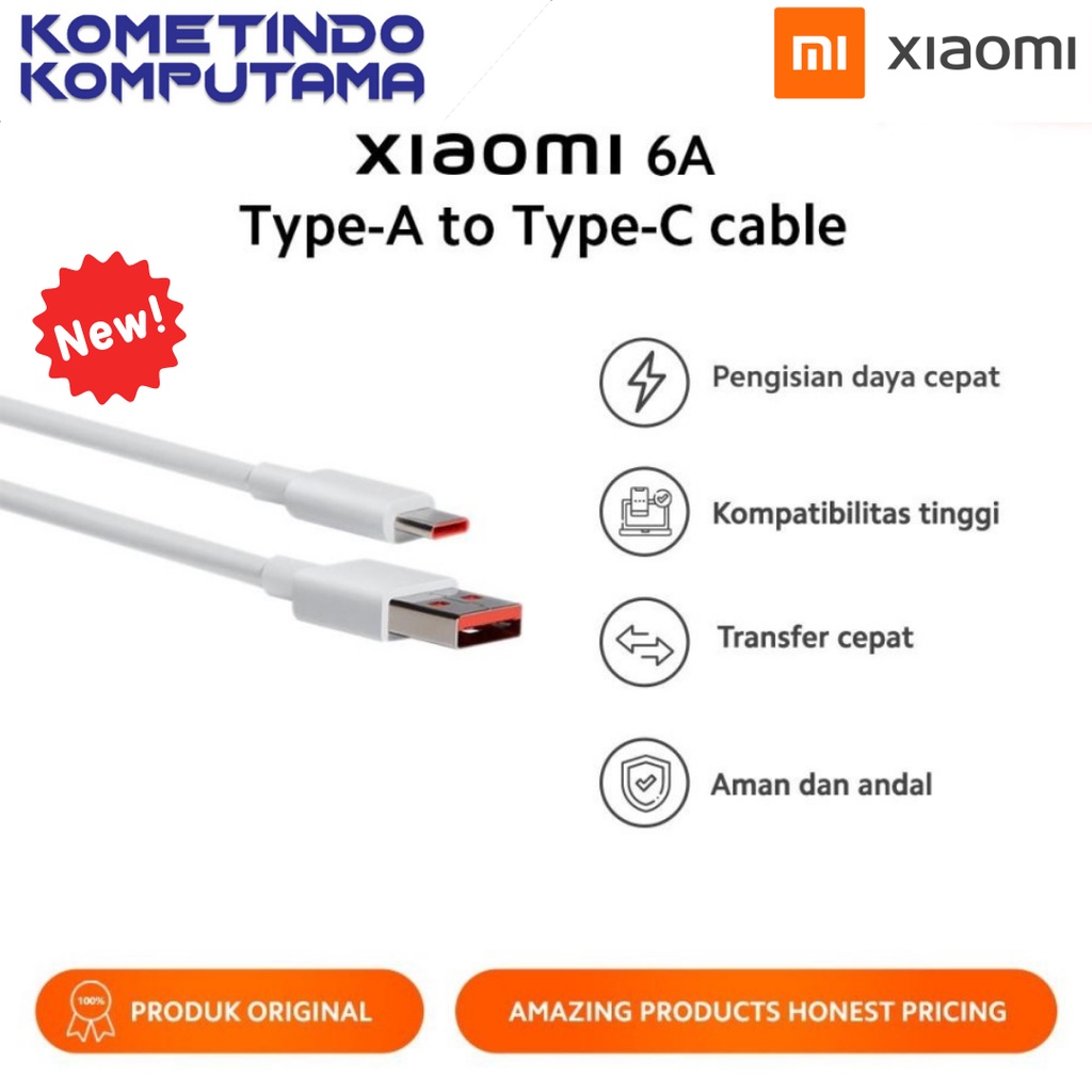 Xiaomi Mi Kabel Charger Type-A to Type-C 6A Fast Charging Original