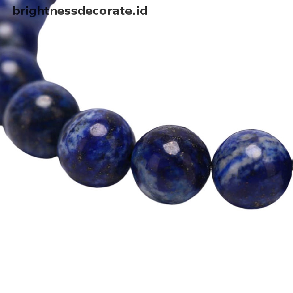 [Birth] Natural 8mm Lapis Lazuli Beads Bracelets Unisex Elastis Bangle Perhiasan Hadiah [ID]