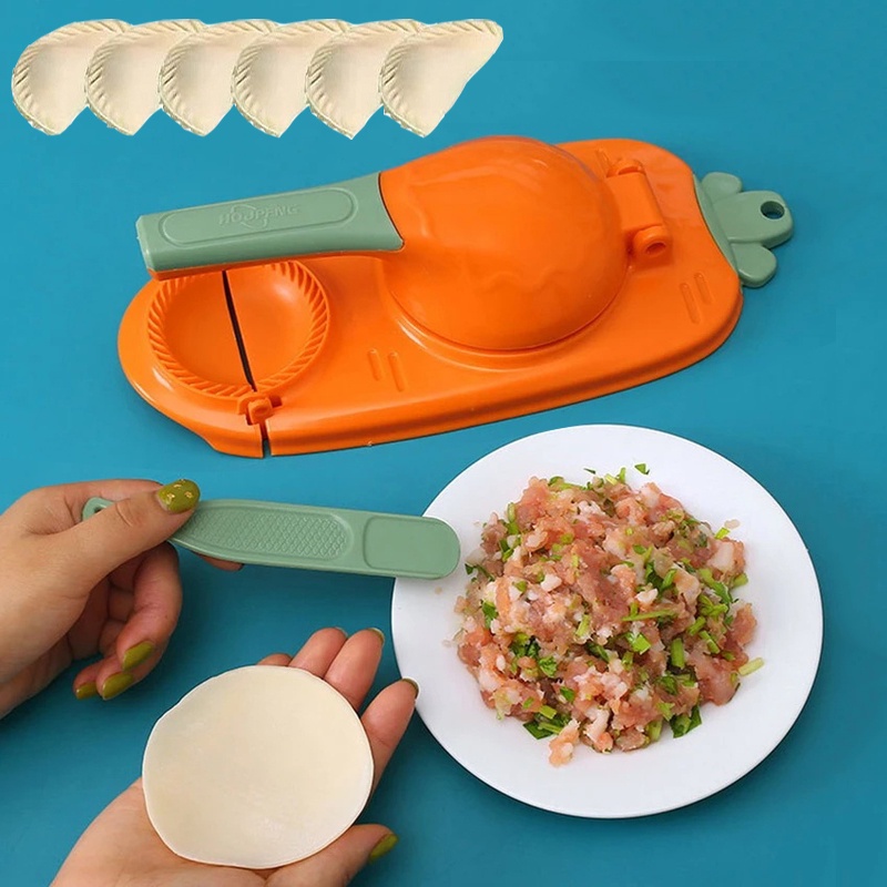 Cetakan Kulit Pangsit 2in1 Dumpling Maker Hemat Buruh Dapur Masak Gadget Cetakan Pembuat Kulit Pangsit DIY Dumpling Maker Machine Hangable Manual Dumplings Press