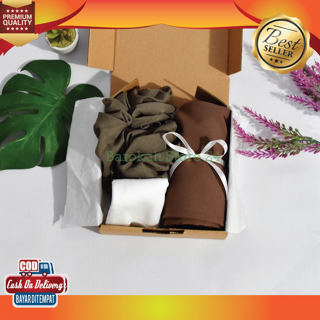 Hampers Pashmina Jilbab Kerudung Scrunchie Box Gift Muslimah Souvenir Kardus Kado Ulang Tahun Cewek 