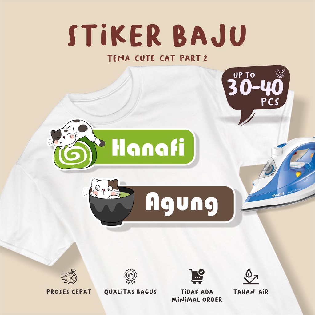 

(30-40 pcs) tema CUTE CAT part 2/bisa custom/stiker sablon/iron stiker dtf/stiker baju