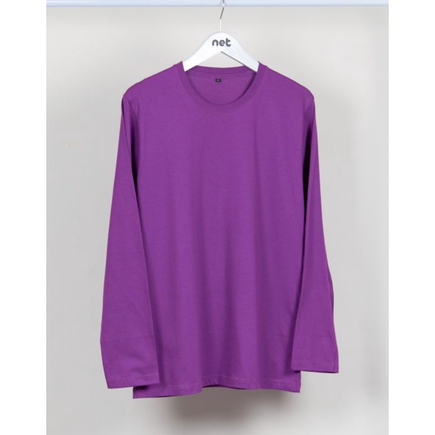 Kaos anak polos lengan panjang dan pendek Cotton Combed 30s Laki laki Perempuan warna ungu violet