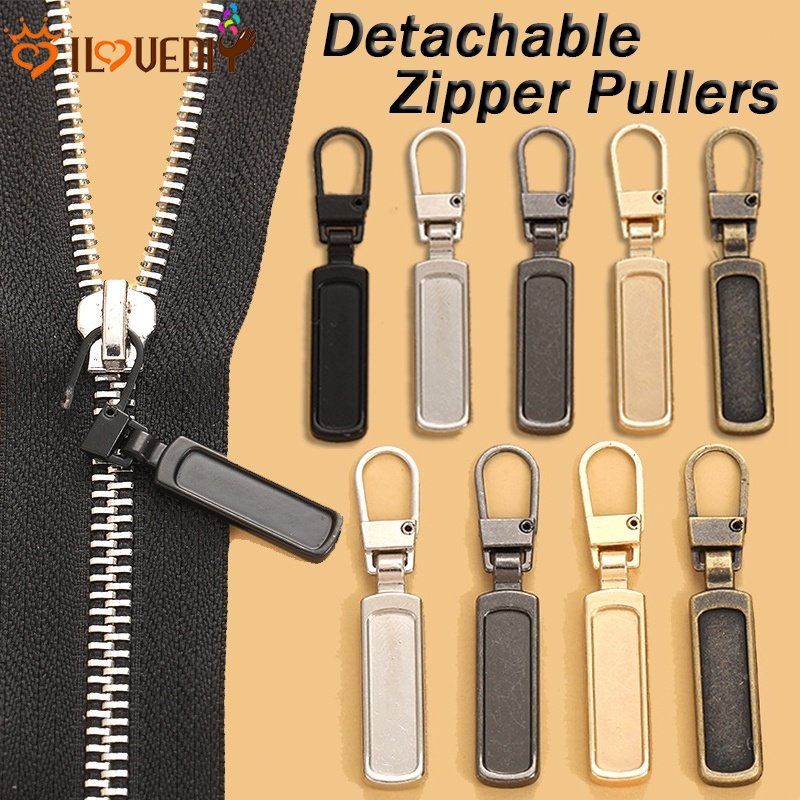 1pcs 5warna DIY Jahit Aksesori Pakaian Ritsleting Logam Praktis Zipper Puller Detachable Metal Zipperfor Bags Jacket Luggage