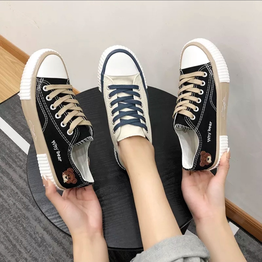 [LOKAL] TIKTOK - SEPATU CHINO SNEAKERS KOREA WANITA TEDDY BEAR LUCU 01