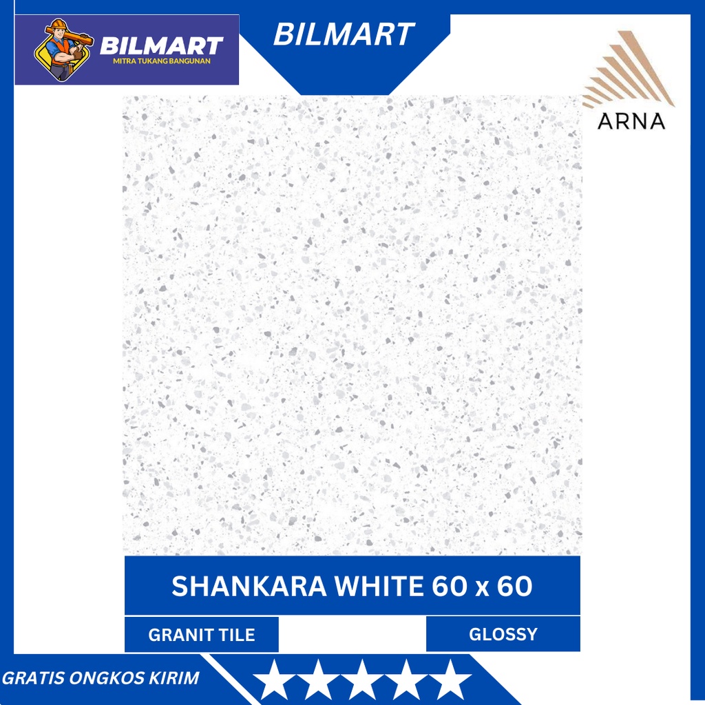 KERAMIK LANTAI / KERAMIK DINDING Shankara White Granit 60 x 60 ARNA