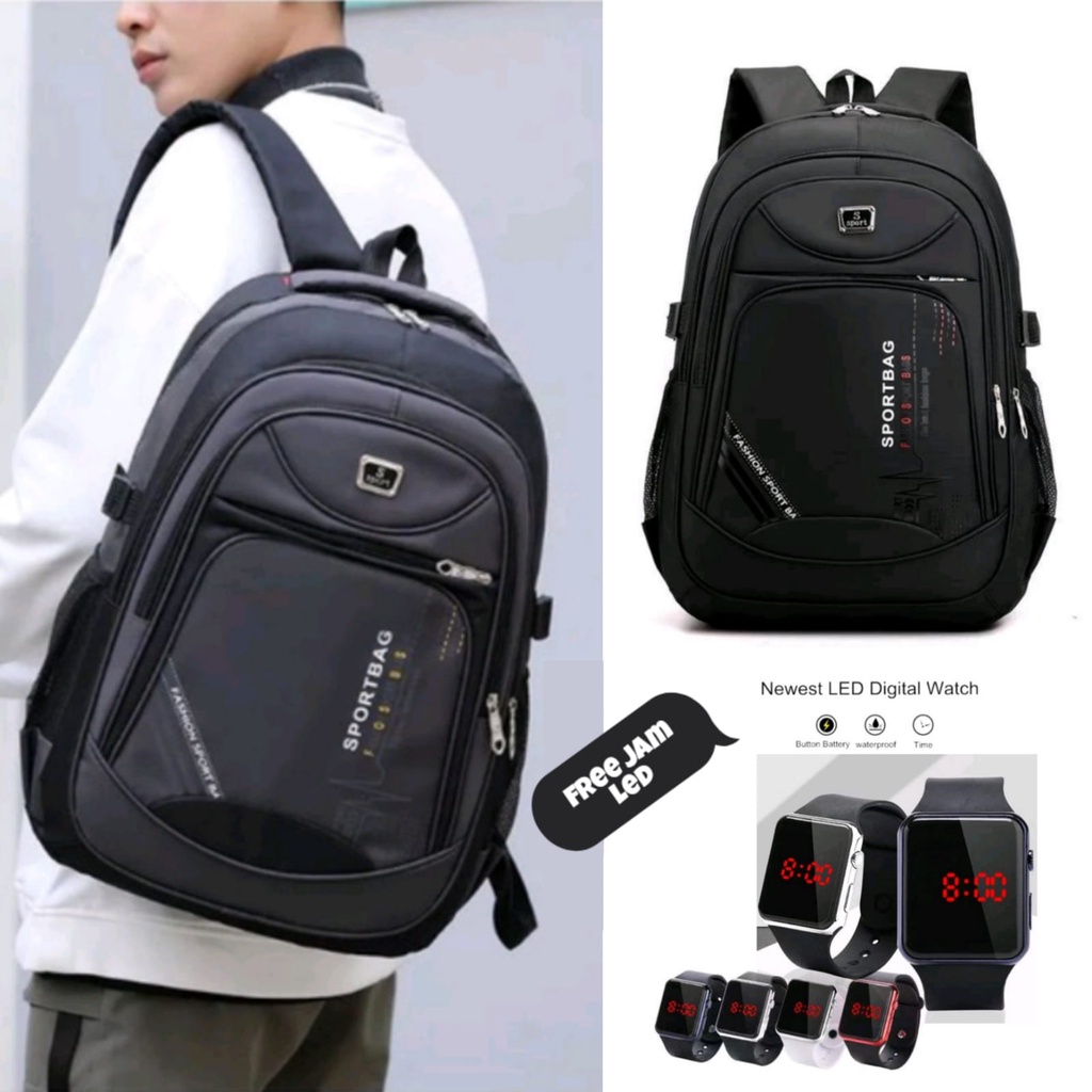 tas polosport anak bonus jam - tas sekolah anak smp sma dan sd jumbo - tas ransel anak