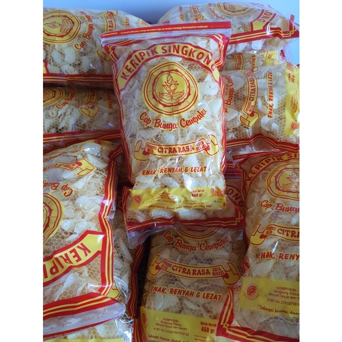 

KERIPIK- KERIPIK SINGKONG BUNGA CEMPAKA CITRA RASA ORIGINAL JUMBO 450GR -KERIPIK