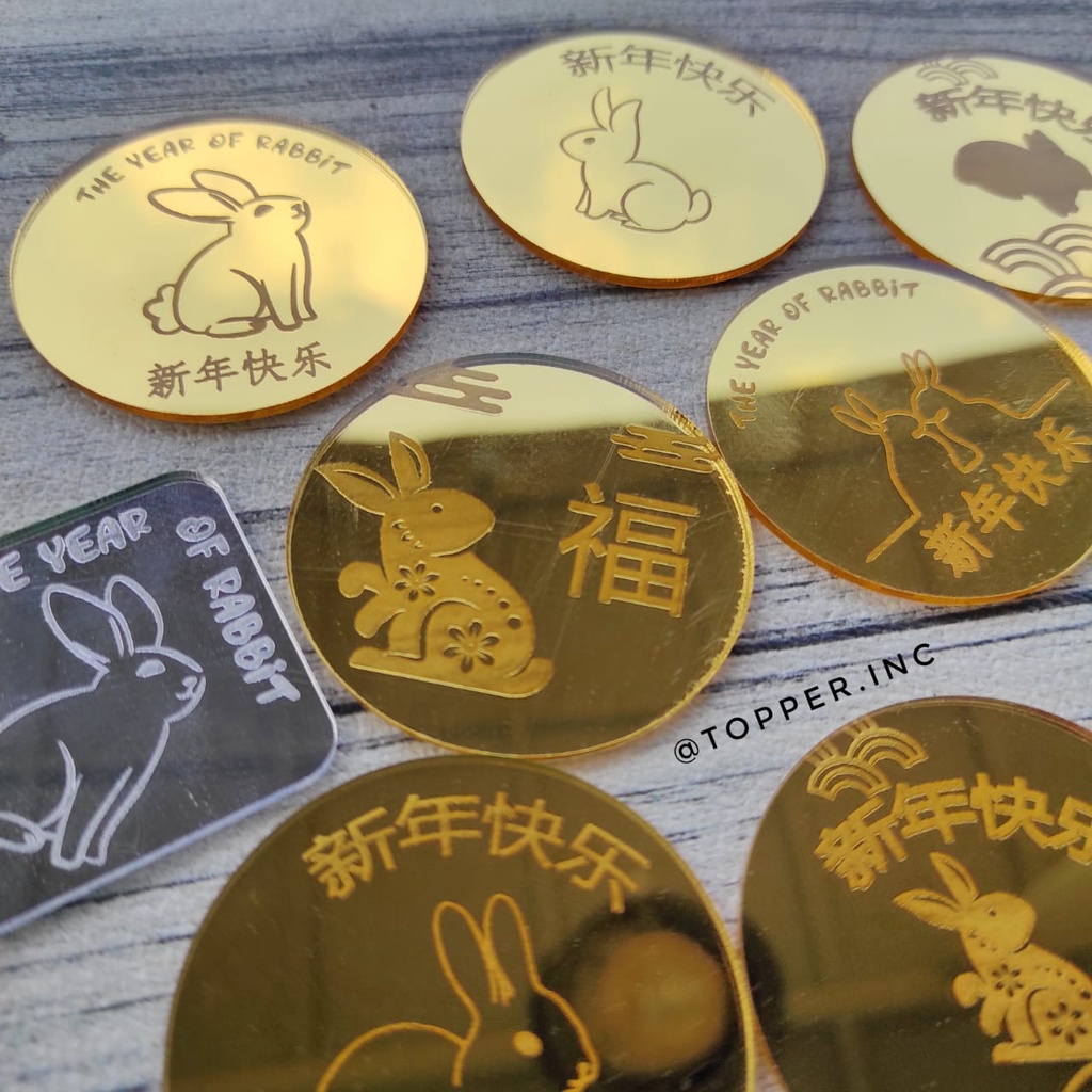 Tag hampers imlek hamper imlek rabbit akrilik hampers tag CNY