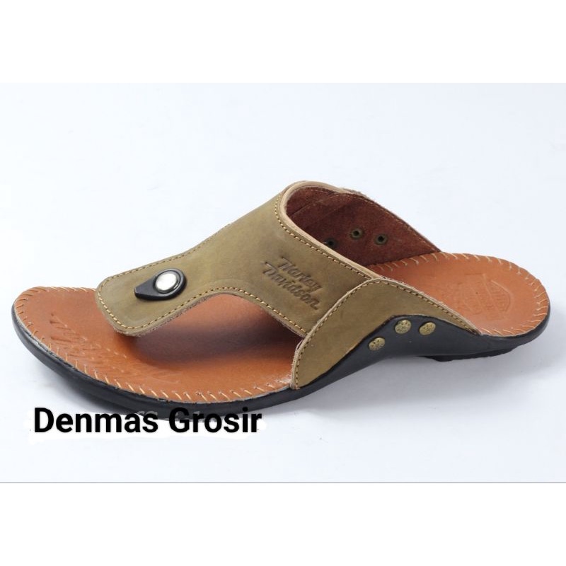 (COD) Sandal Kulit Harley Davidson / Sandal Full Kulit / Sendal Japit Kualitas