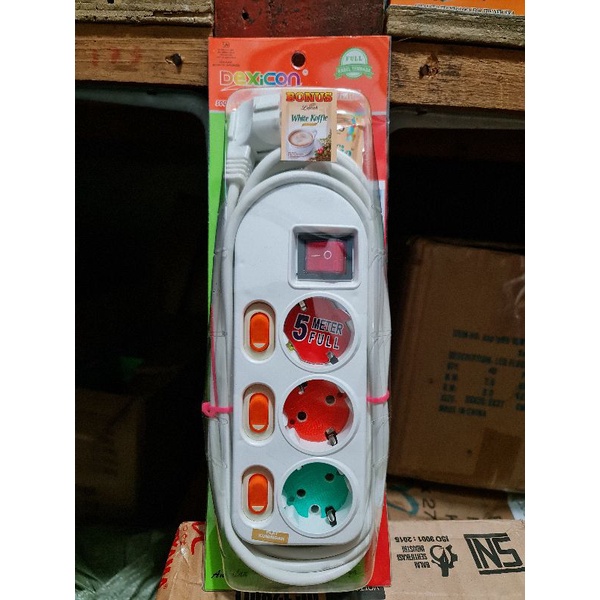 Stop kontak arde multipro/stop kontak 3 lubang+ kabel 5 meter multipro/colokan listrik/