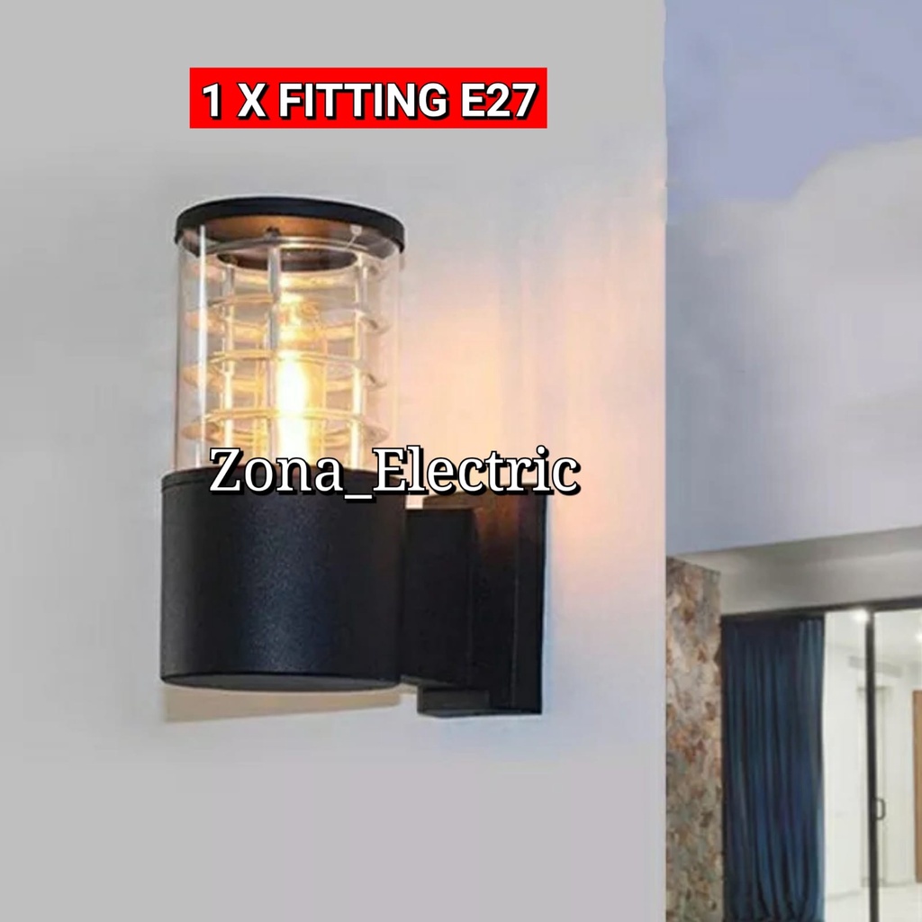 LAMPU DINDING TAMAN OUTDOOR 1 X FITTING E27 BULAT KISI KISI BENING