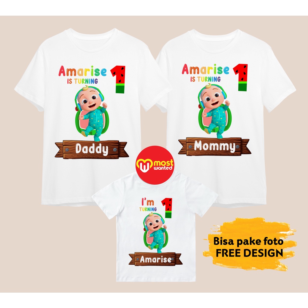 Baju Couple Keluarga Kaos Family Ulang Tahun Motif Cocomelon CM2 - 2