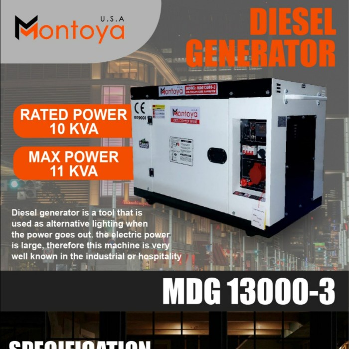 Silent Diesel genset 10 kva 3 phase 8000 watt MONTOYA 10kva MDG13000-3