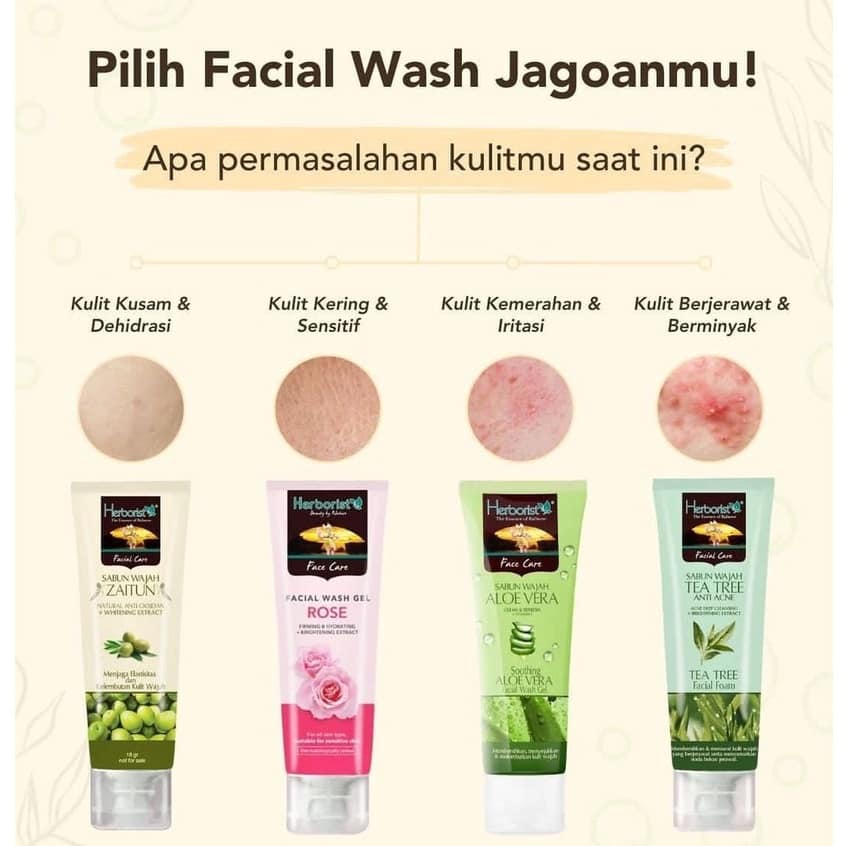 HERBORIST Facial Wash 80ml - Facial Wash Gel Herborist - Sabun Pembersih Wajah - Gel Facial Wash Her