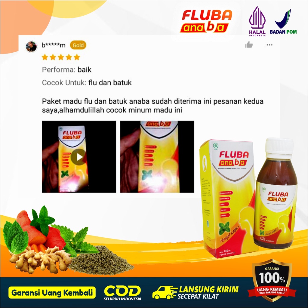 BISA COD!! FLUBA ANABA Madu Herbal Atasi Flu Batuk Berdahak Dan Radang Tenggorokan Anak | Original Madu Herbal Obat Flu Batuk Anak / Obat Flu Anak / Obat Batuk Anak / Obat Pilek Anak / Radang Tenggorokan - Madu Fluba Anaba Kids Halal BPOM