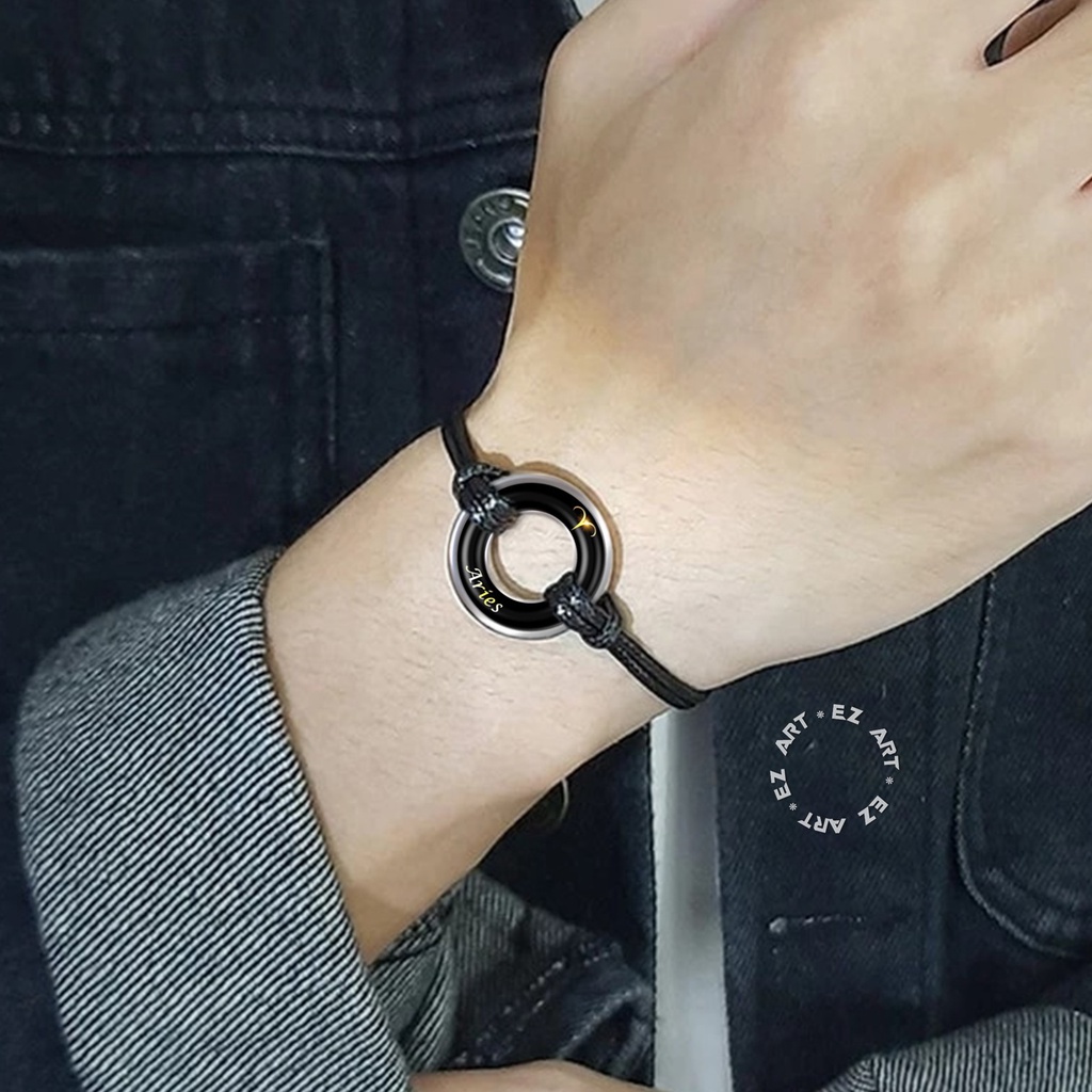 GELANG ZODIAK RING PLAT CINCIN TALI KULIT KEPANG KOREA SIMBOL ZODIAC AQUARIUS CAPRICORN CANCER LEO SAGITTARIUS GEMINI VIRGO PISCES LIBRA TAURUS ARIES SCORPIO