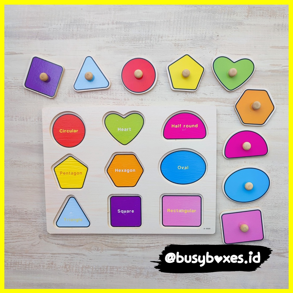 [busyboxes.id] Mainan Edukasi anak 2 tahun Puzzle Bentuk Dasar Kayu Wooden Toys Puzzle Geometri puzzle kayu vol 2