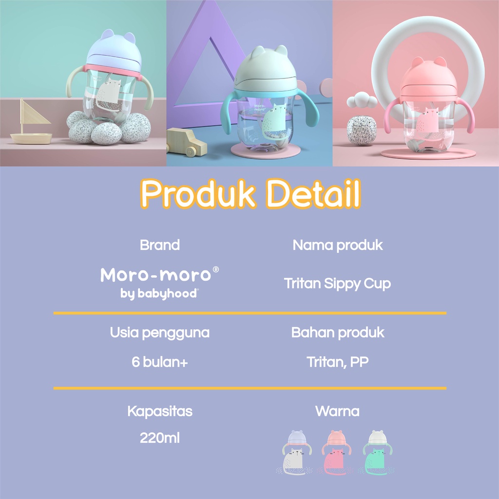 Botol Minum Sedotan Anak Straw Cup  Moro Moro Tritan Sippy Cup 220ml MSC-2241