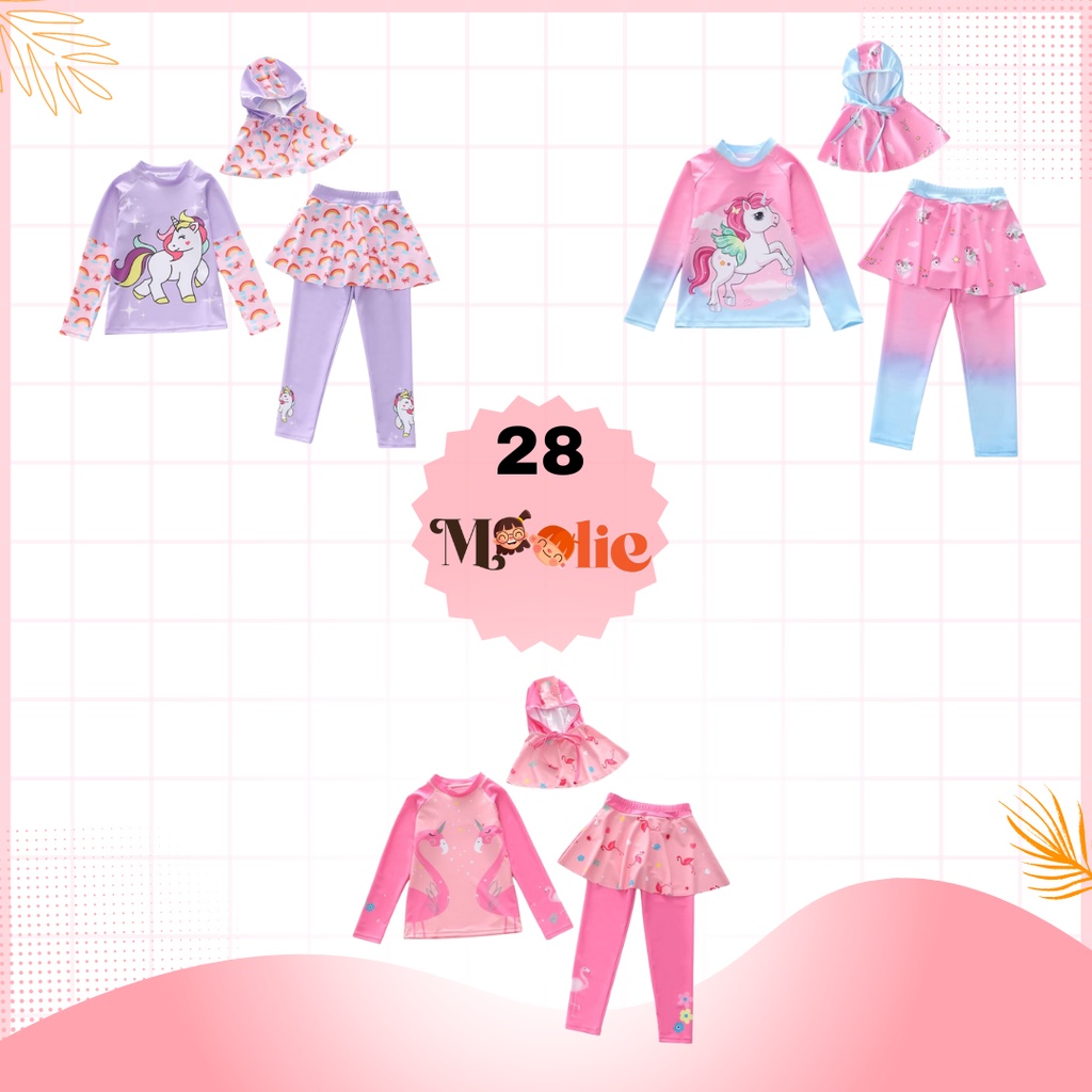 Moolie Baju Renang Anak Perempuan/Baju Renang Anak Muslim/ Baju Renang Anak Import