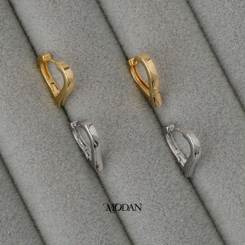 Modan - Daily Office Wear Collection Simple Minimalist Plain Gold Filled / White Gold Filled Hoop Ea