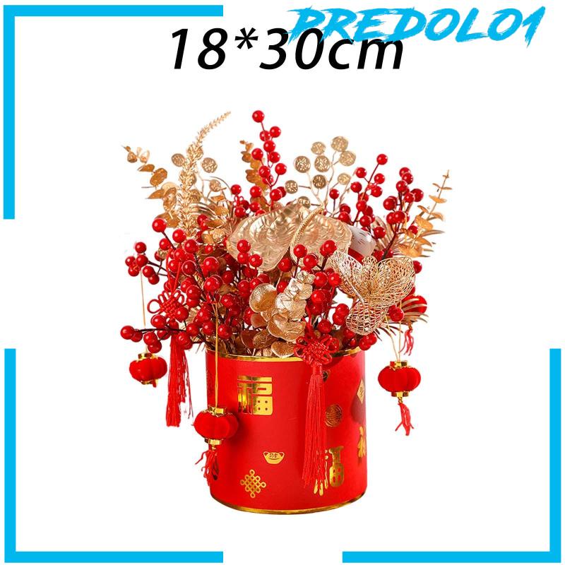 [Predolo1] Simulasi Buah Merah Pot Bunga Feng Shui Dekorasi Ringan Hias